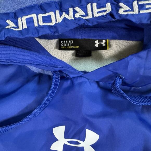 Men Under Armour Activwear Gym Casual Pullover STORM Hoodie Royal Blue Small - Picture 4 of 8